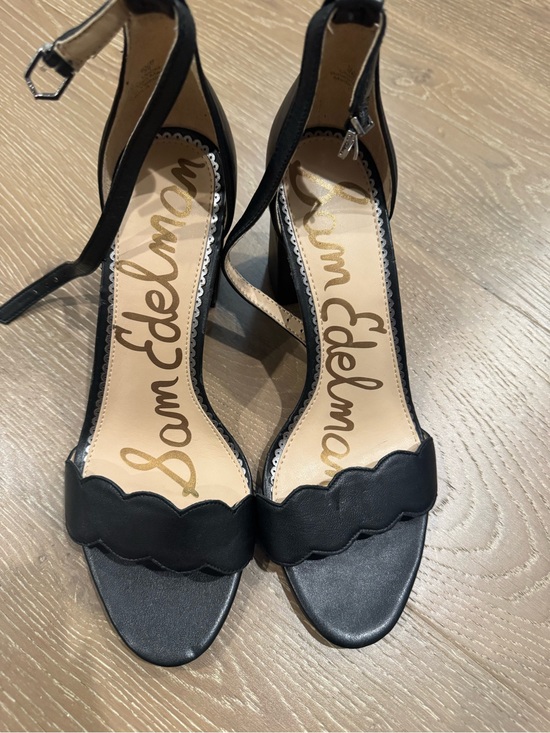 Sam Edelman Shoes - Sam Edelman Black Scallop Ankle-Strap Heels